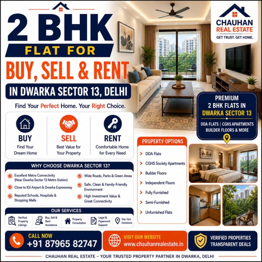 2 BHK Flat for Buy, Sell & Rent in Dwarka Sector 13 Delhi
