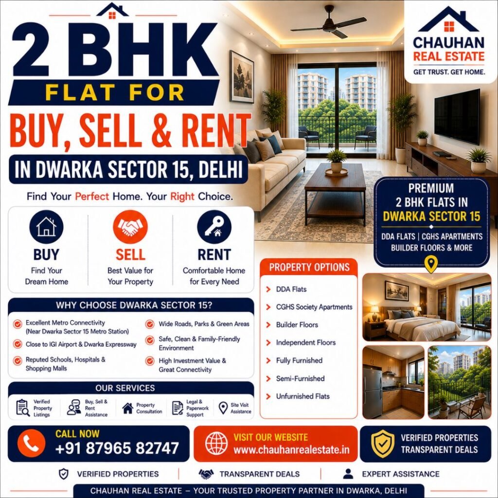 2 BHK Flat for Buy Sell & Rent in Dwarka Sector 15 Delhi