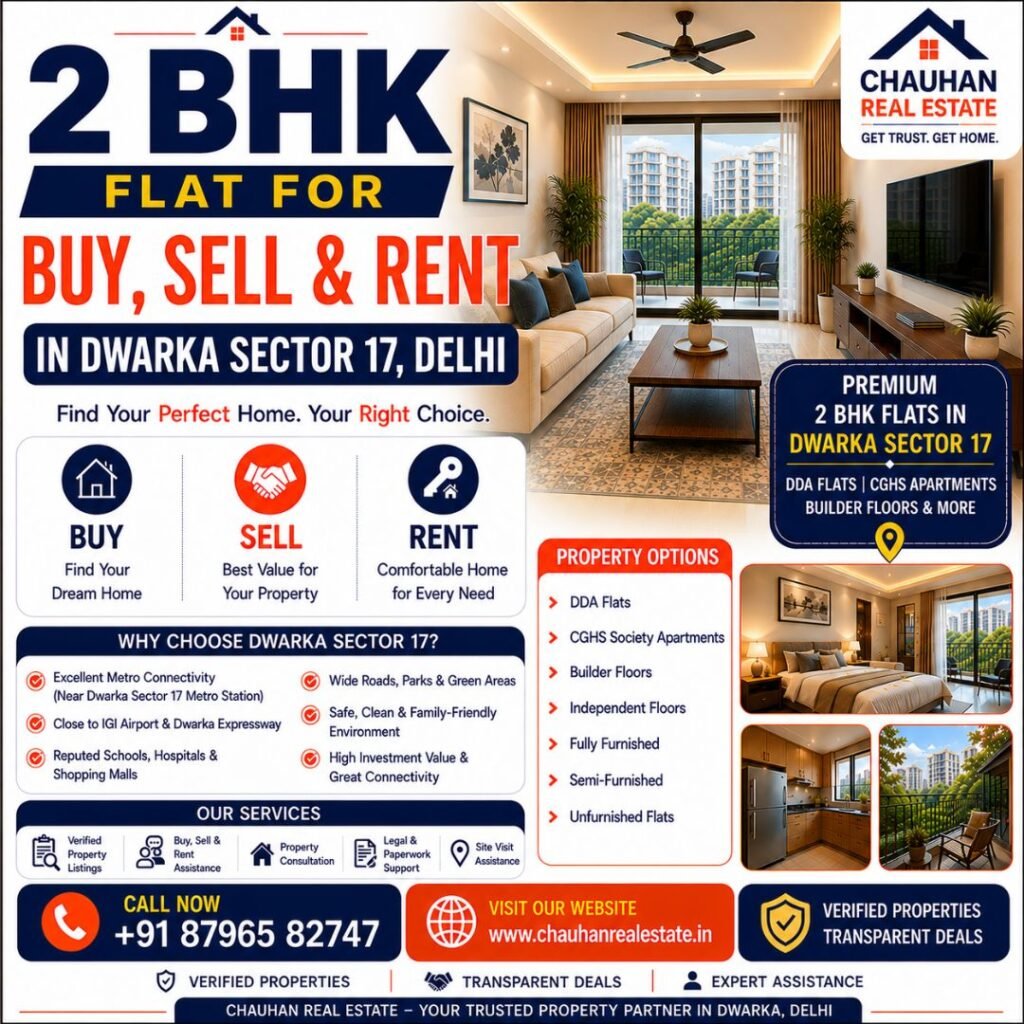 2 BHK Flat for Buy, Sell & Rent in Dwarka Sector 17 Delhi