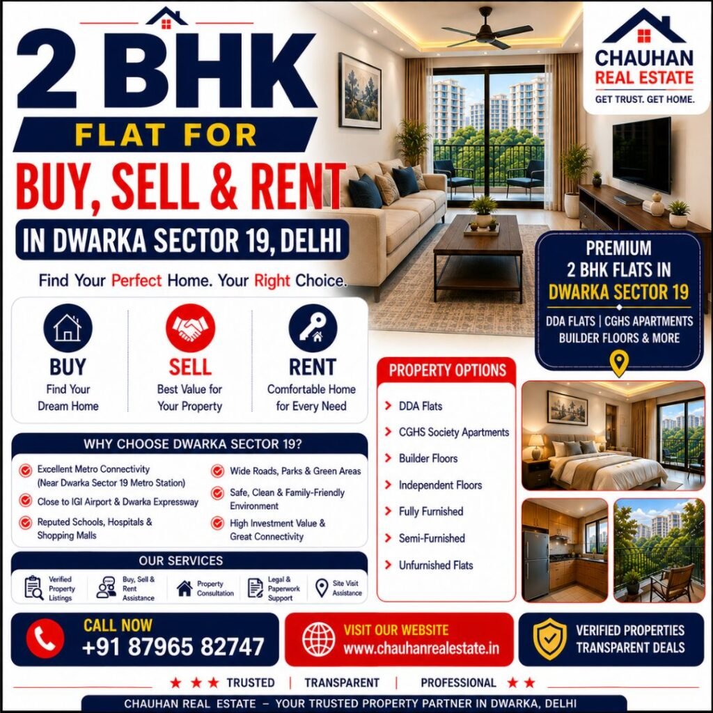 2 BHK Flat for Buy, Sell & Rent in Dwarka Sector 19 Delhi