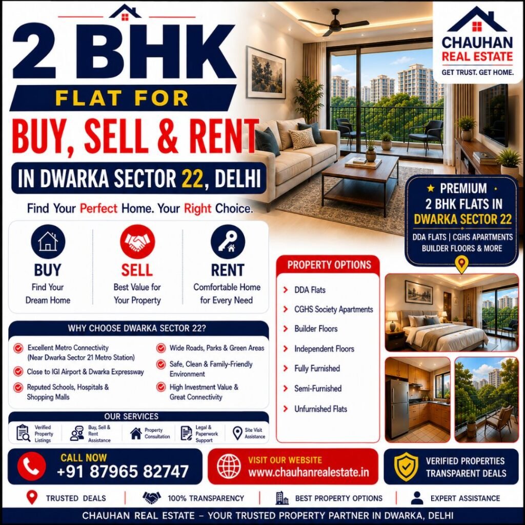 2 BHK Flat for Buy, Sell & Rent in Dwarka Sector 22 Delhi