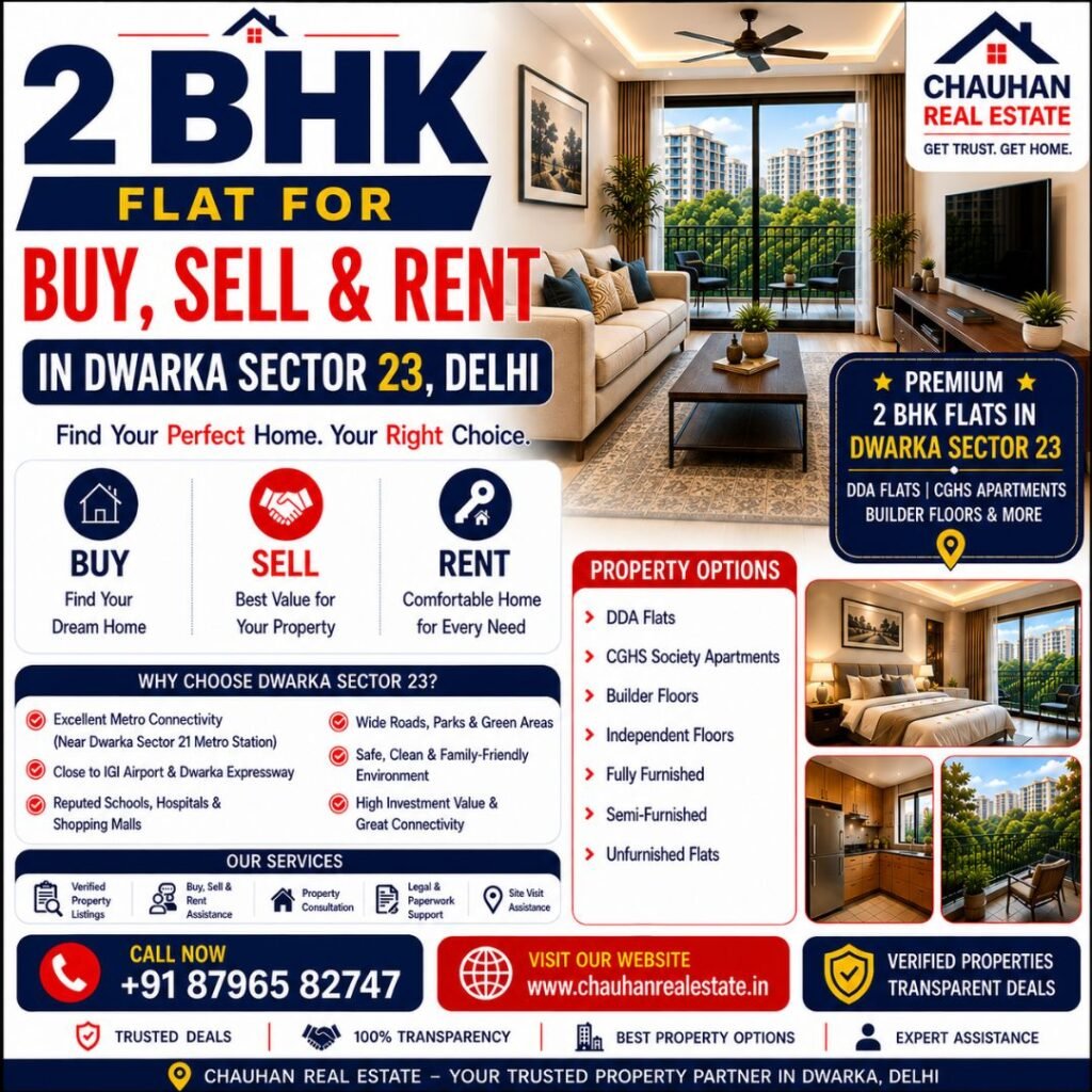 2 BHK Flat for Buy, Sell & Rent in Dwarka Sector 23 Delhi