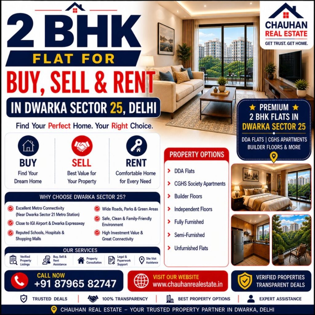 2 BHK Flat for Buy, Sell & Rent in Dwarka Sector 25 Delhi