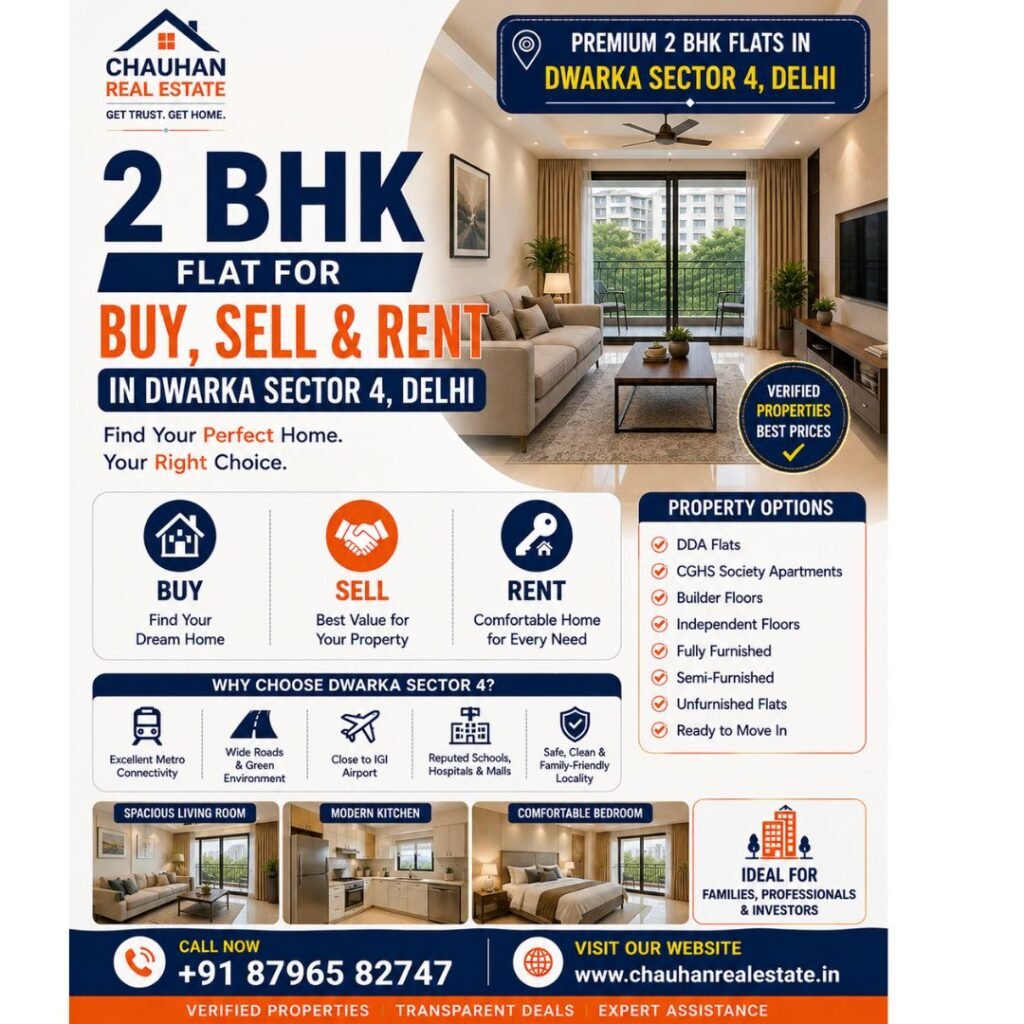2 BHK Flat for Buy Sell & Rent in Dwarka Sector 4 Delhi