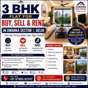 3 BHK Flat for Buy Sell Rent in Dwarka Sector 1 Delhi