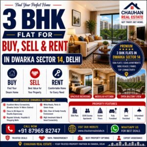 3 BHK Flat for Buy Sell Rent in Dwarka Sector 14 Delhi