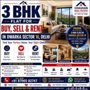 3 BHK Flat for Buy Sell Rent in Dwarka Sector 16 Delhi