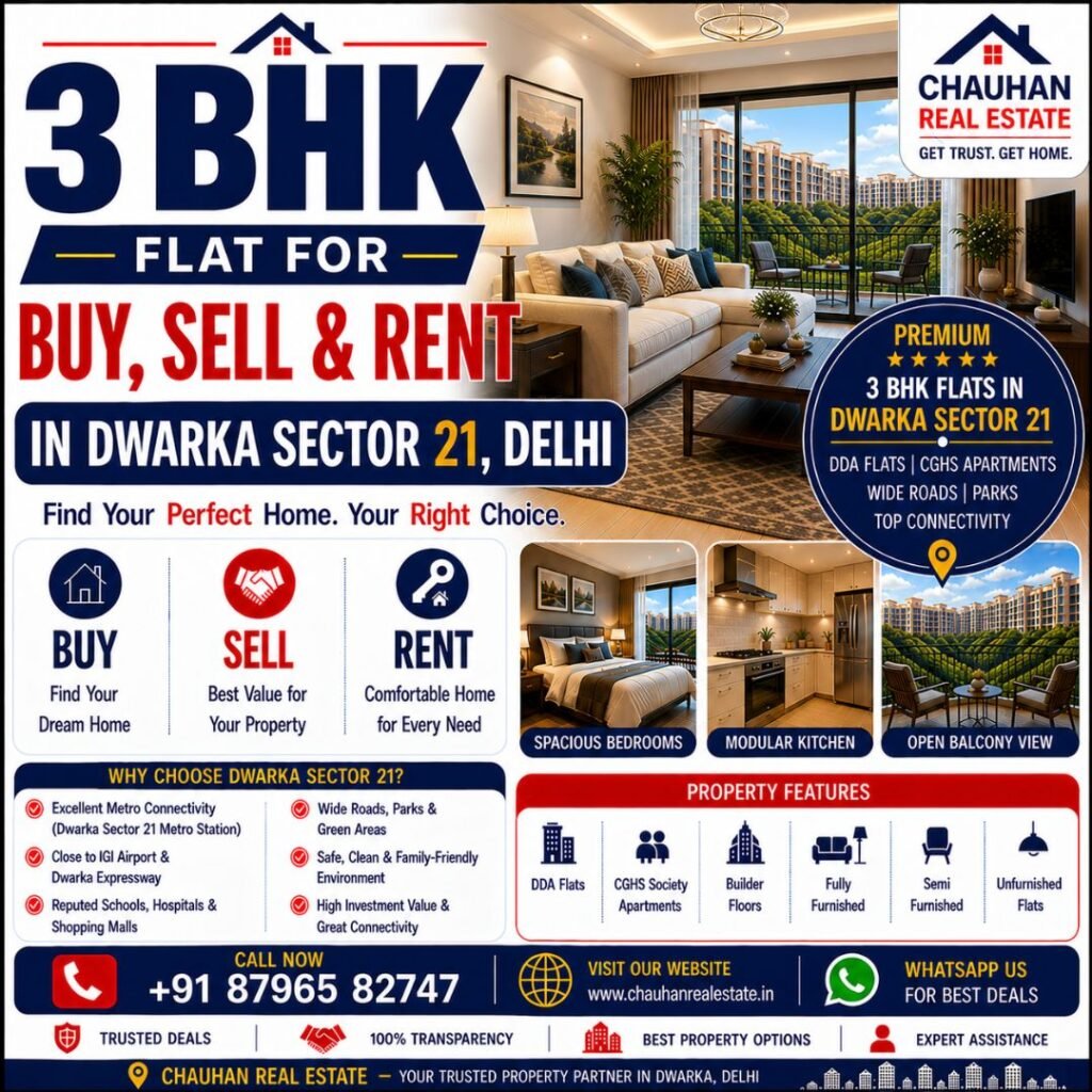 3 BHK Flat for Buy Sell & Rent in Dwarka Sector 21 Delhi