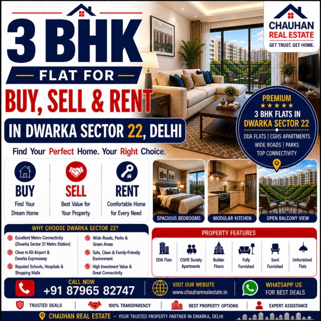 3 BHK Flat for Buy Sell & Rent in Dwarka Sector 22 Delhi