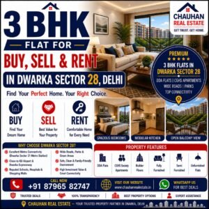 3 BHK Flat for Buy Sell Rent in Dwarka Sector 28 Delhi