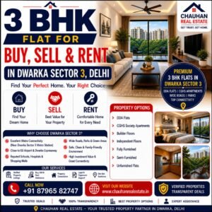 3 BHK Flat for Buy Sell Rent in Dwarka Sector 3 Delhi