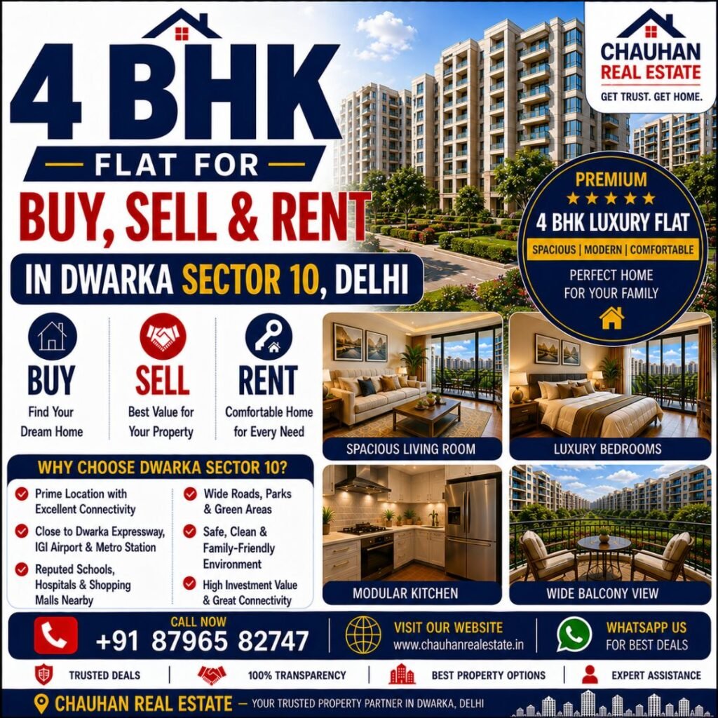 4 BHK Flat for Buy Sell & Rent in Dwarka Sector 10 Delhi