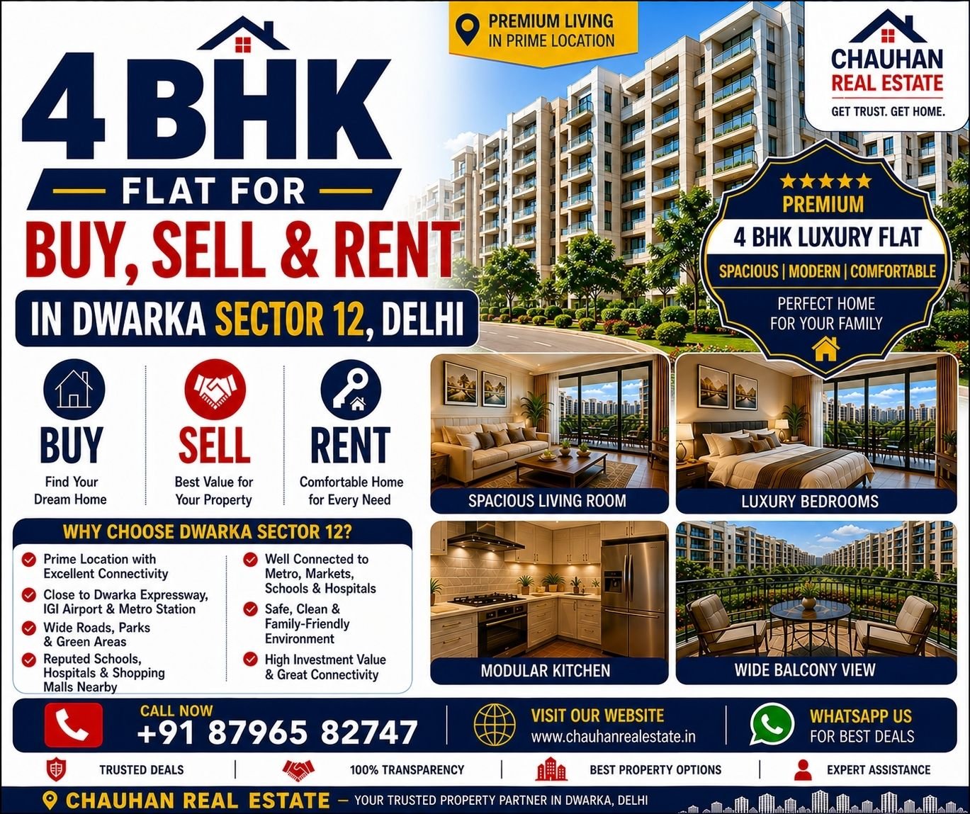 4 BHK Flat for Buy Sell Rent in Dwarka Sector 12 Delhi