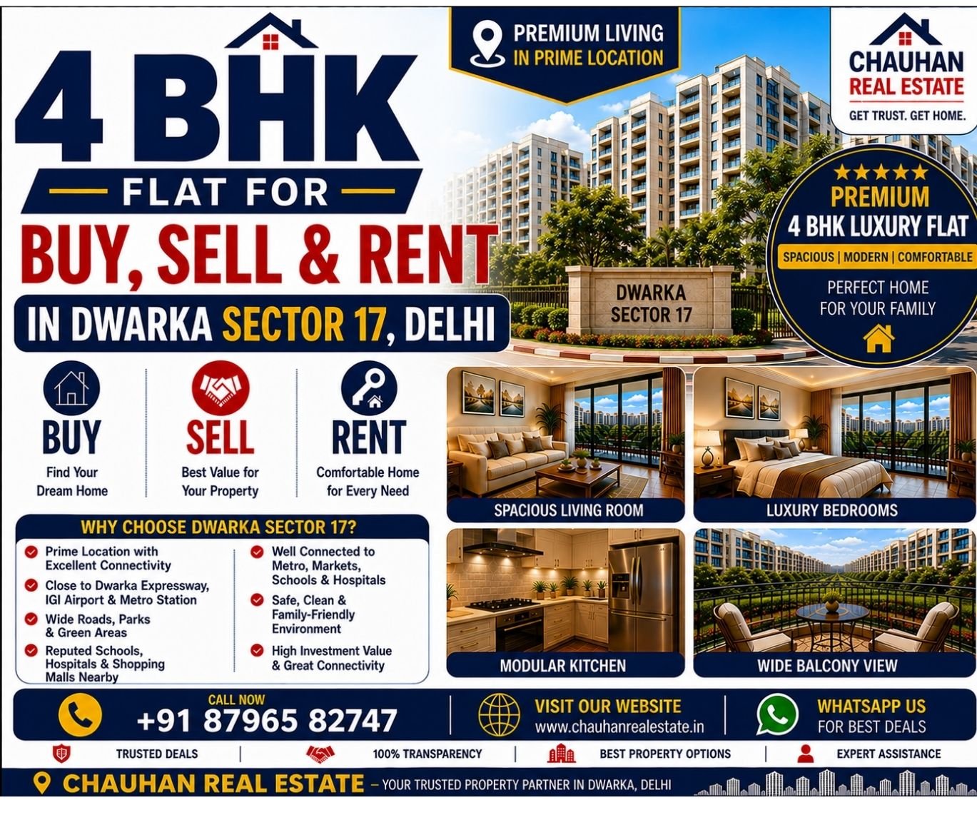 4 BHK Flat for Buy Sell Rent in Dwarka Sector 17 Delhi