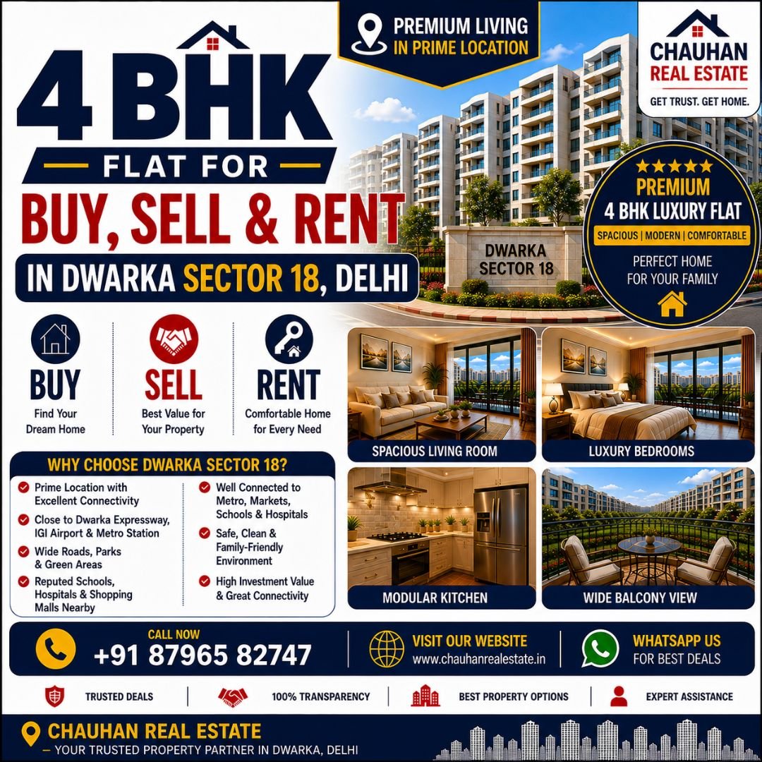 4 BHK Flat for Buy Sell Rent in Dwarka Sector 19 Delhi