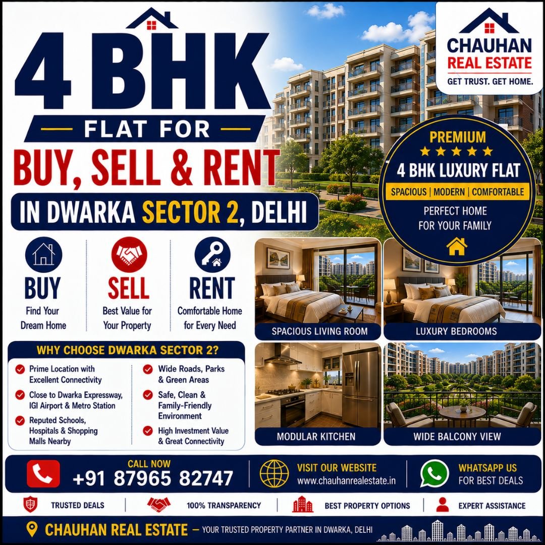 4 BHK Flat for Buy Sell Rent in Dwarka Sector 2 Delhi