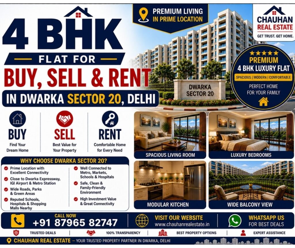 4 BHK Flat for Buy Sell & Rent in Dwarka Sector 20 Delhi