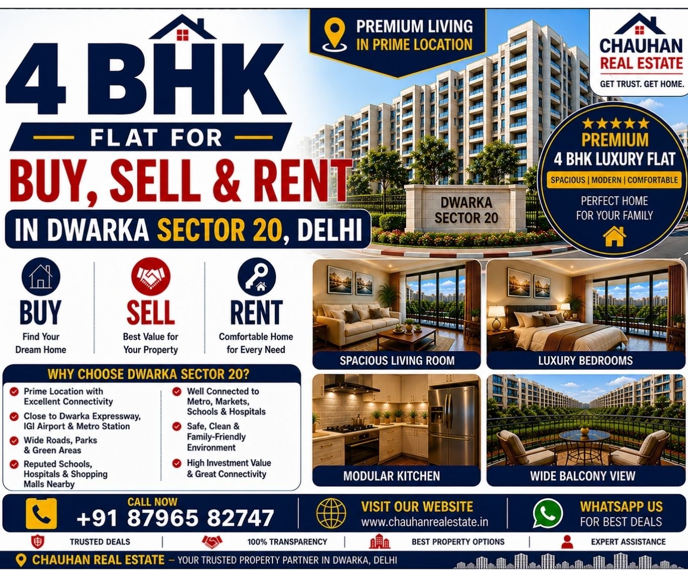 4 BHK Flat for Buy Sell Rent in Dwarka Sector 20 Delhi