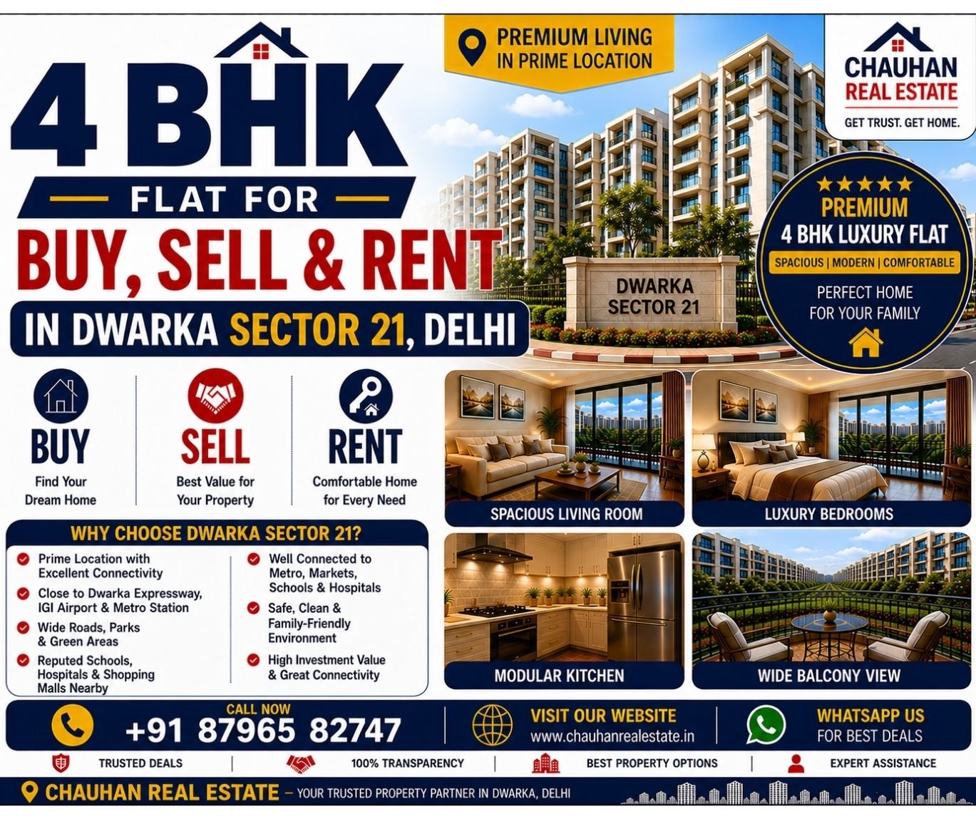 4 BHK Flat for Buy Sell Rent in Dwarka Sector 21 Delhi