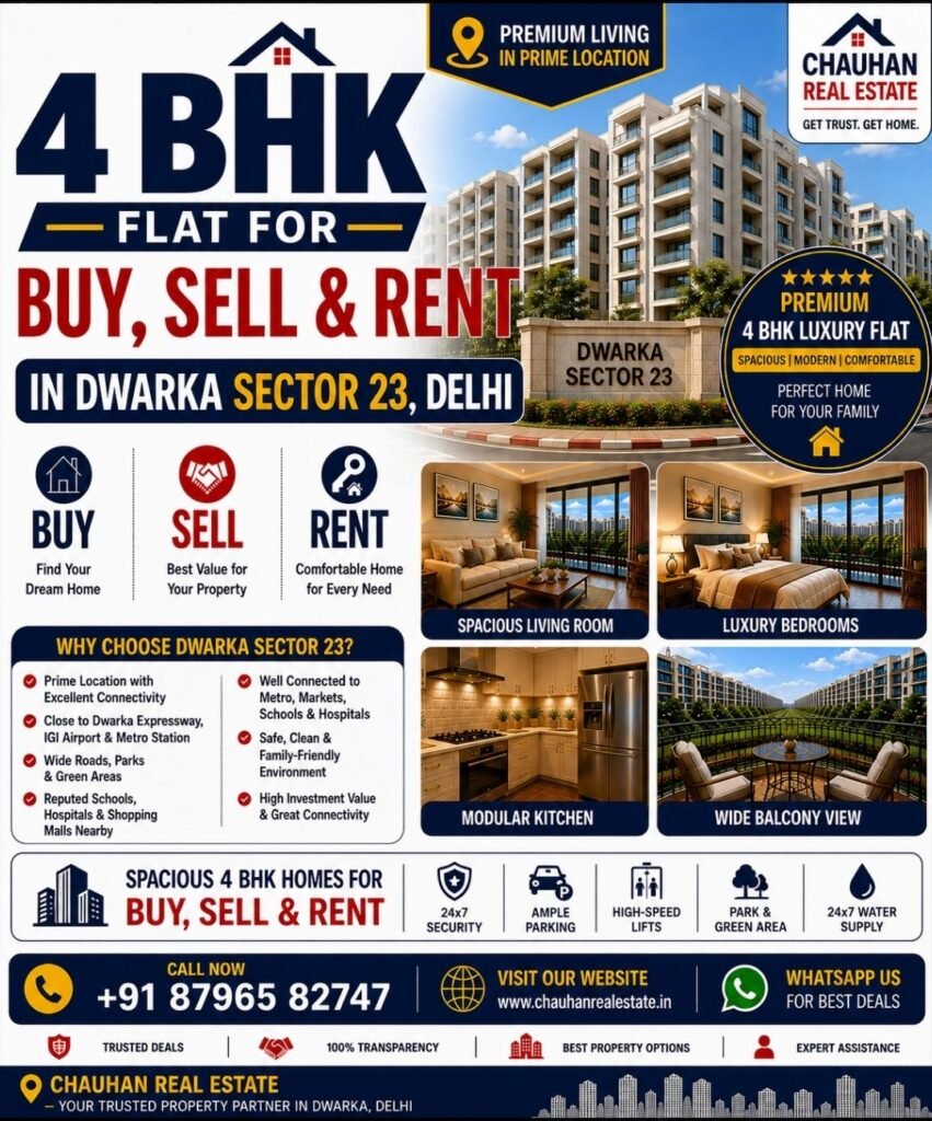 4 BHK Flat for Buy Sell & Rent in Dwarka Sector 23 Delhi