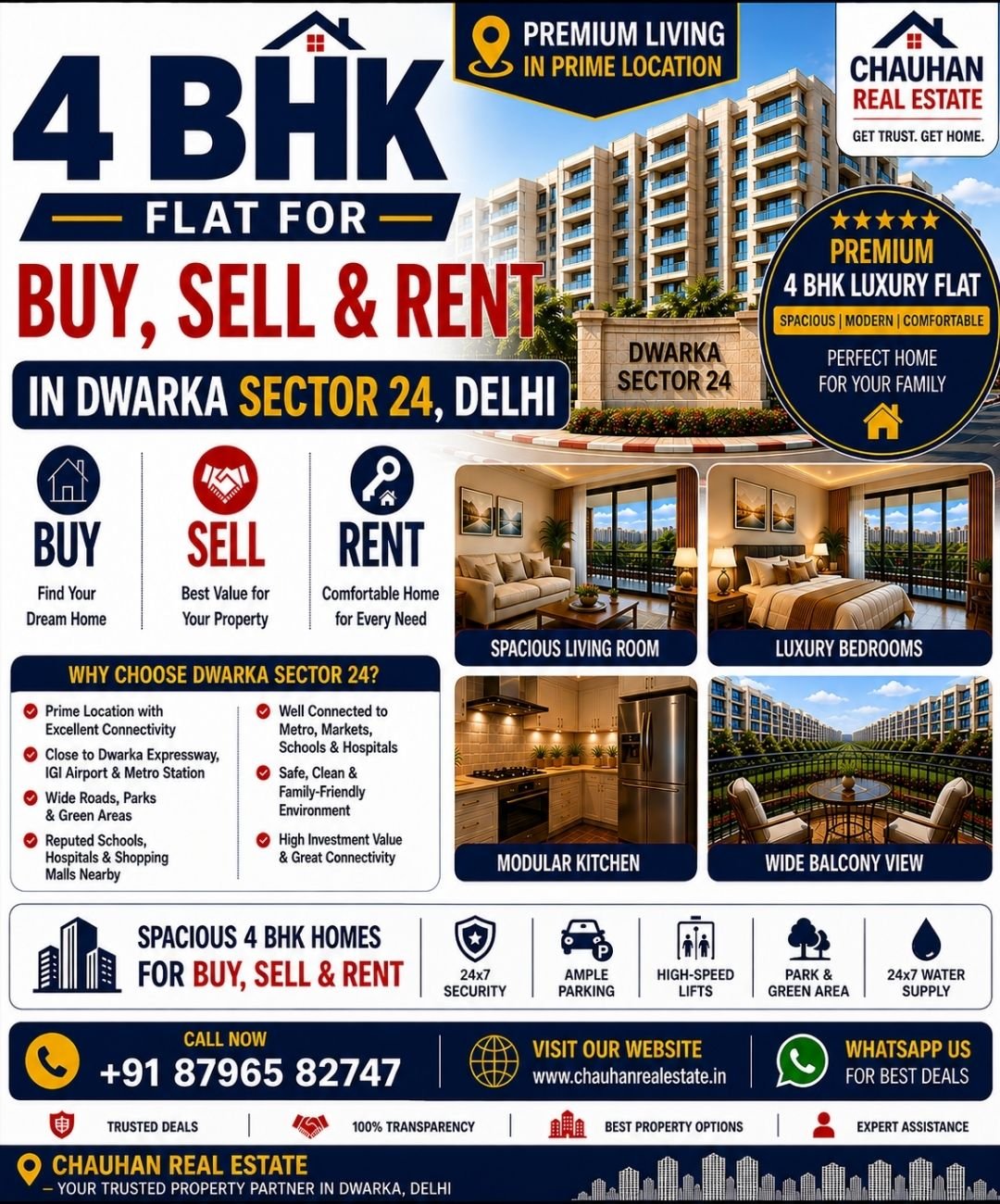 4 BHK Flat for Buy Sell Rent in Dwarka Sector 24 Delhi