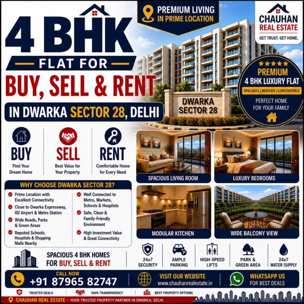 4 BHK Flat for Buy Sell & Rent in Dwarka Sector 28 Delhi