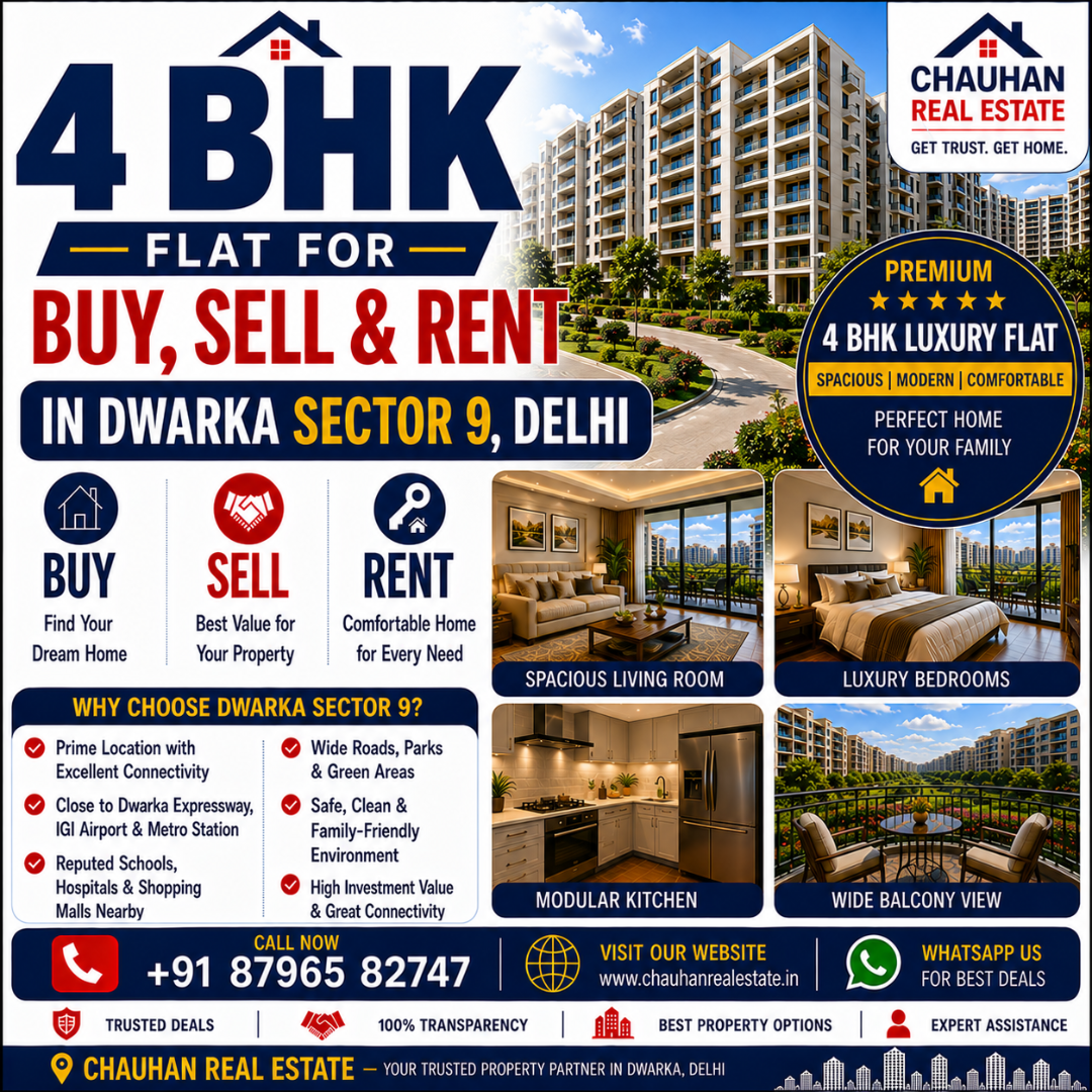 4 BHK Flat for Buy Sell Rent in Dwarka Sector 9 Delhi